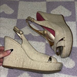 Lilly Pulitzer Beige Wedge Sandals